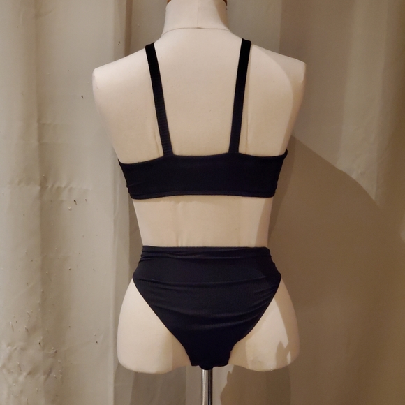 Like new black cut-out ribbed bikini high-waisted - Picture 6 of 10
